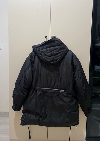 Kemerli Siyah Midi Street Wear Kadın Ceket - Görsel 3