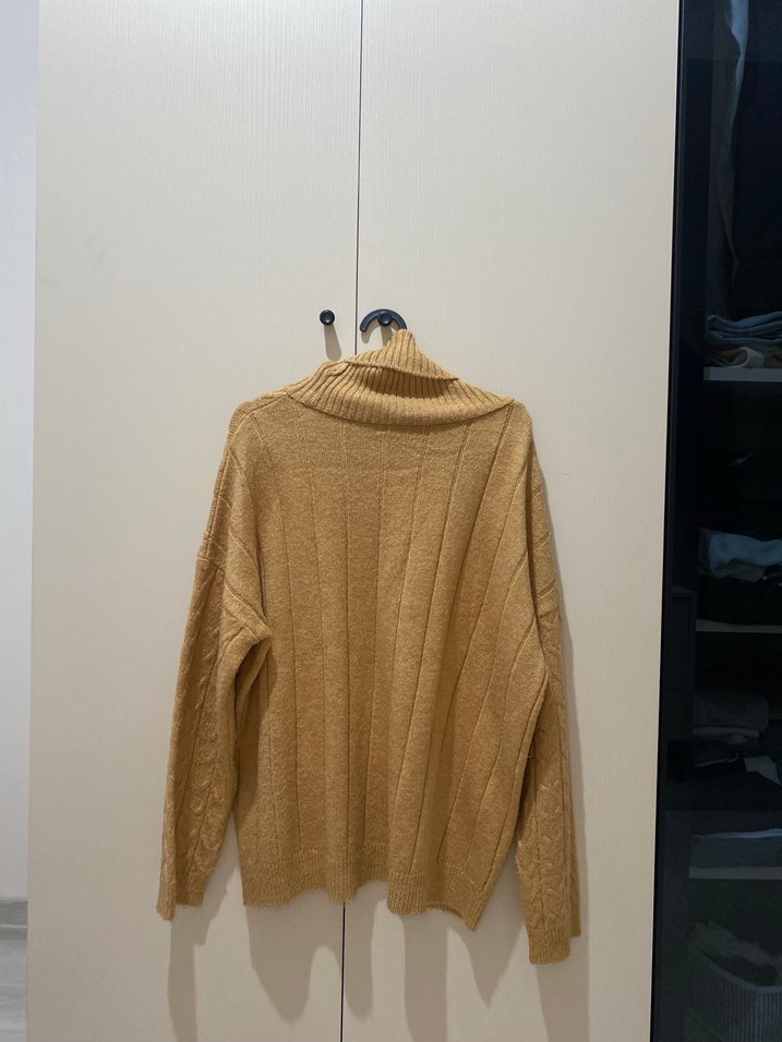 Bej Örgü Kadın Balıkçı Yaka Kazak - Görsel 2