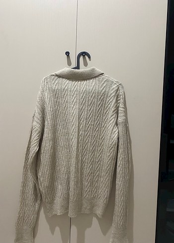 Kadın Gri Örgü Polo Yaka Triko - Görsel 2