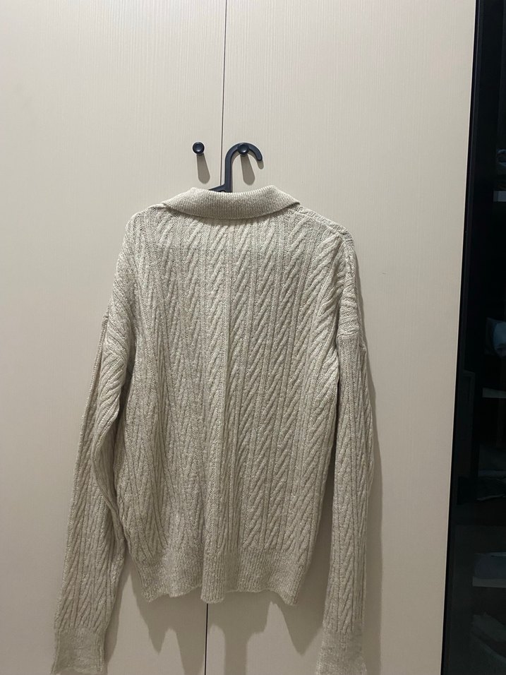 Kadın Gri Örgü Polo Yaka Triko - Görsel 2