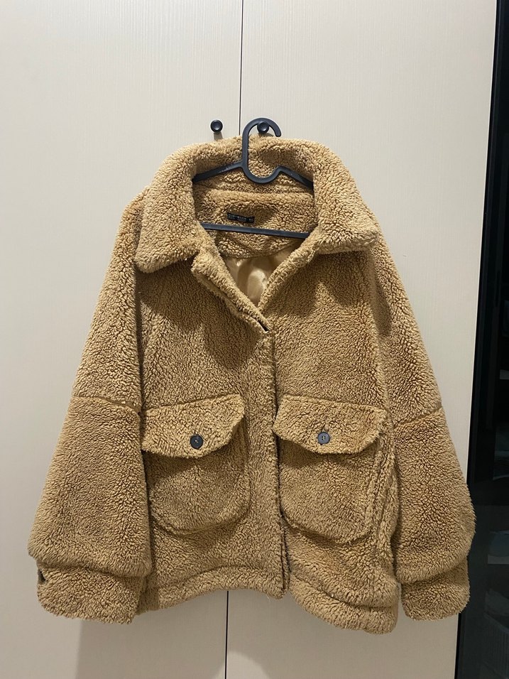 Kahverengi Peluş Kadın Mont Kürk - Görsel 2