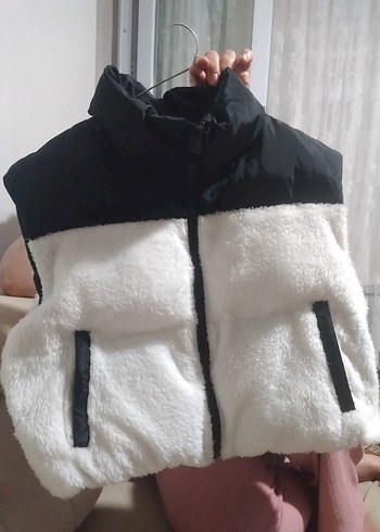 Kadın Beyaz Kürklü Sıcak Yelek - Görsel 2