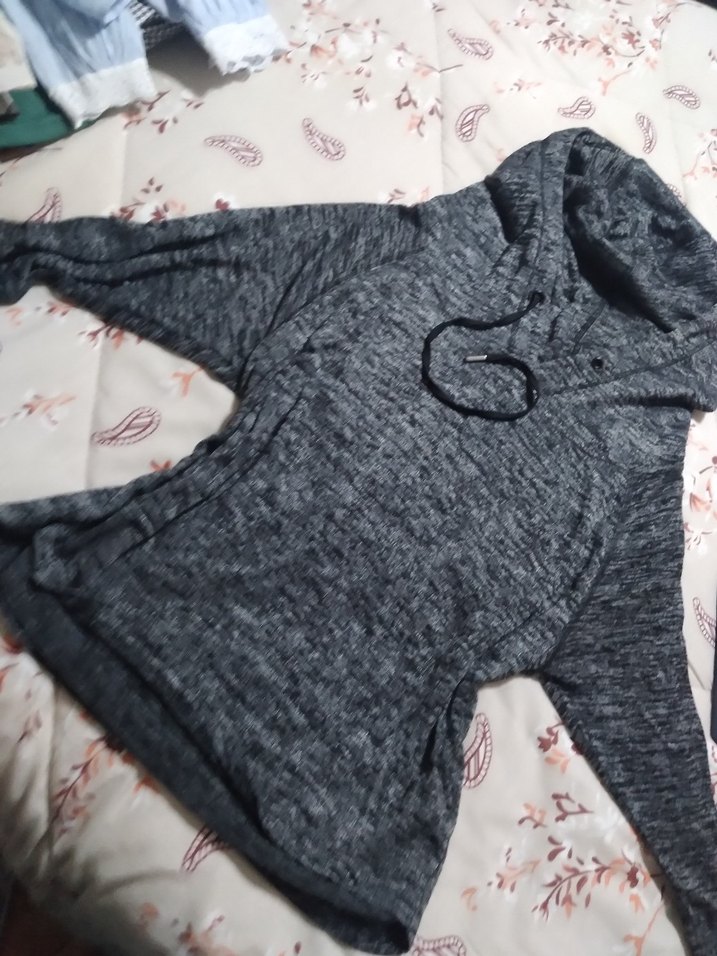 Gri Kapüşonlu Rahat Kadın Sweatshirt - Görsel 3