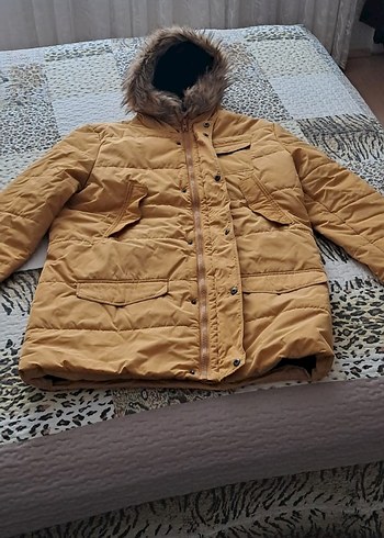Kürk Detaylı sarı erkek Kış Montu