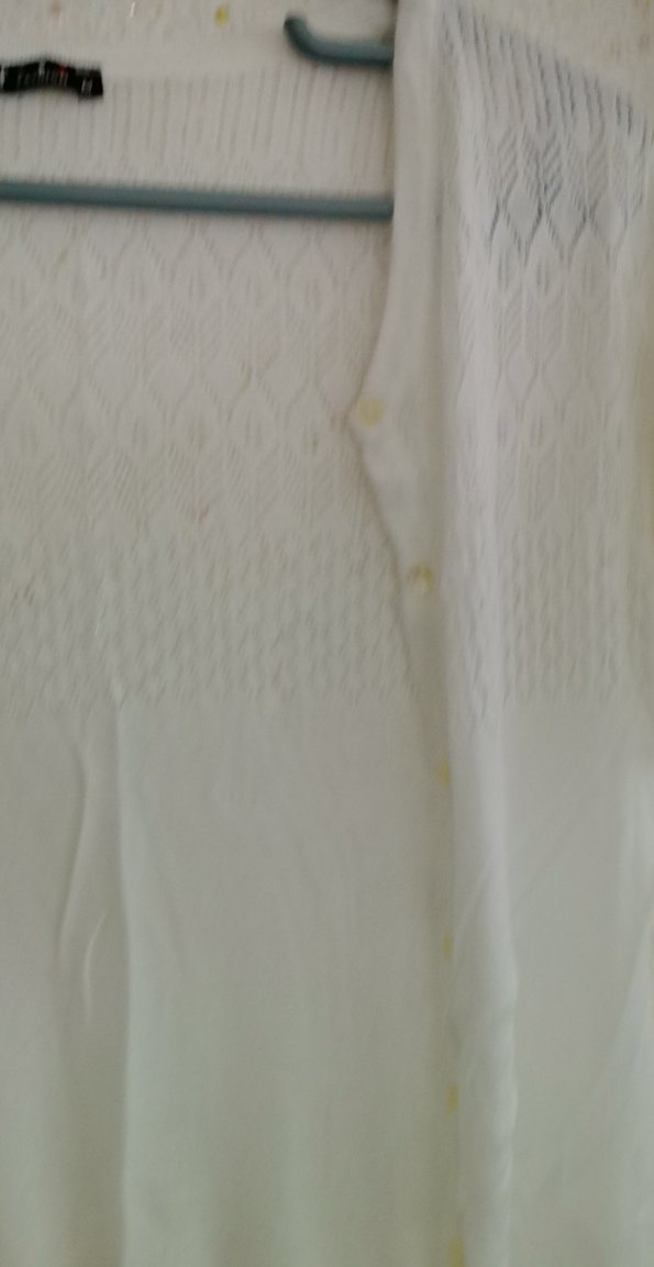 Beyaz Kısa Kollu Midi Kadın Hırka - Görsel 3