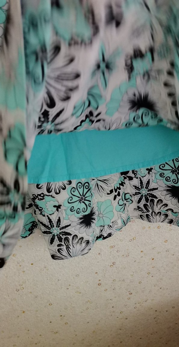 Turkuaz Gri Çiçek Desenli Pilili Midi Etek - Görsel 5