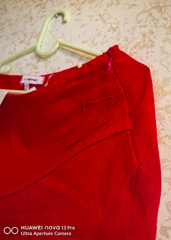 Düğmeli Kırmızı Keten Mini Kadın Şort - Görsel 4