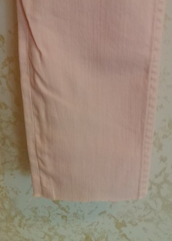 Pembe Midi Kadın kot Kumaş Pantolon - Görsel 3