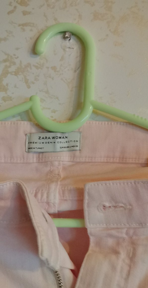 Pembe Midi Kadın kot Kumaş Pantolon - Görsel 4