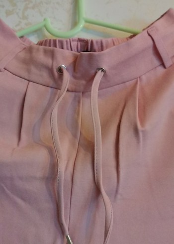 Pudra pembe Kadın Rahat Kesim Kumaş Pantolon. - Görsel 3
