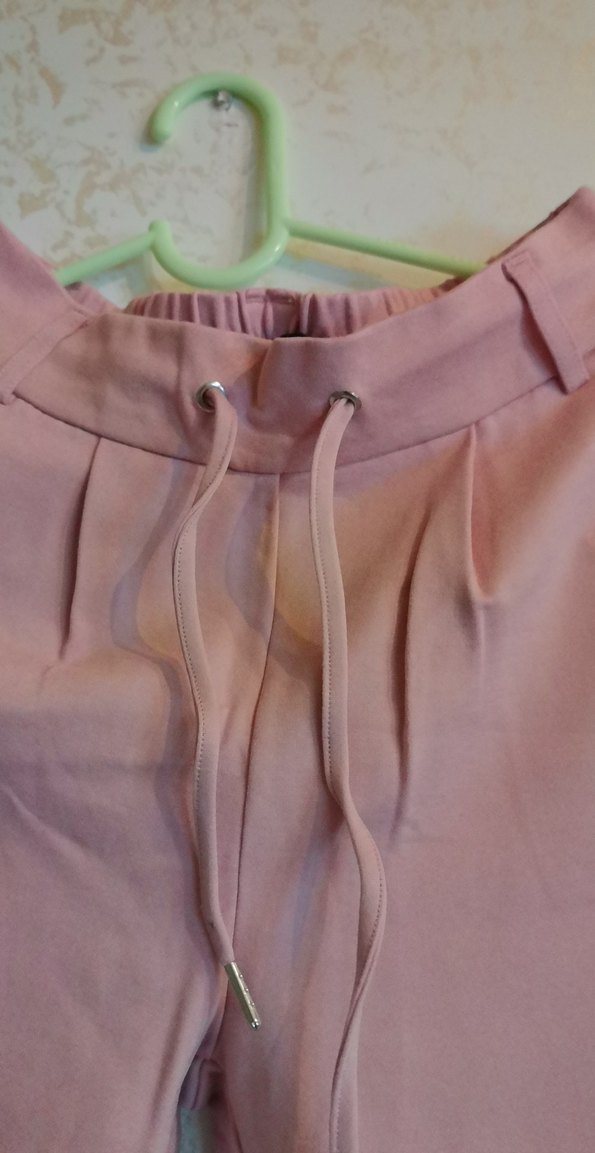 Pudra pembe Kadın Rahat Kesim Kumaş Pantolon. - Görsel 3