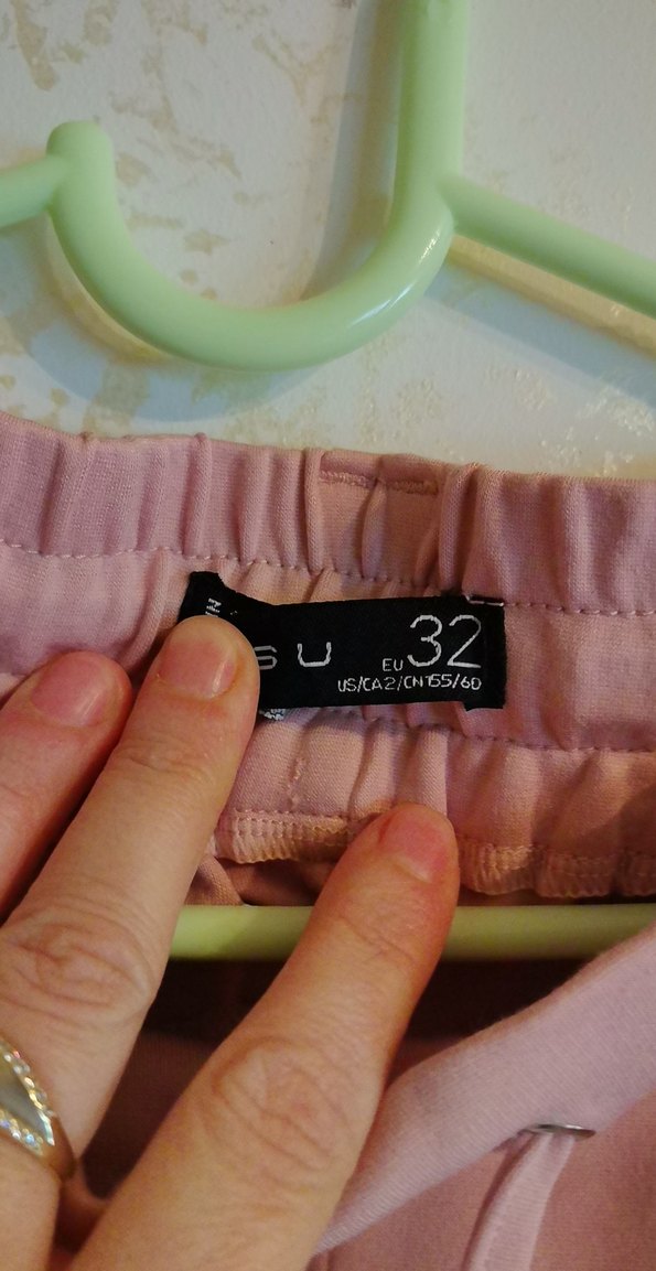 Pudra pembe Kadın Rahat Kesim Kumaş Pantolon. - Görsel 4