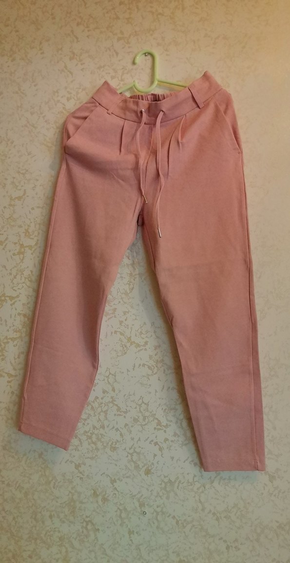 Pudra pembe Kadın Rahat Kesim Kumaş Pantolon. - Görsel 2