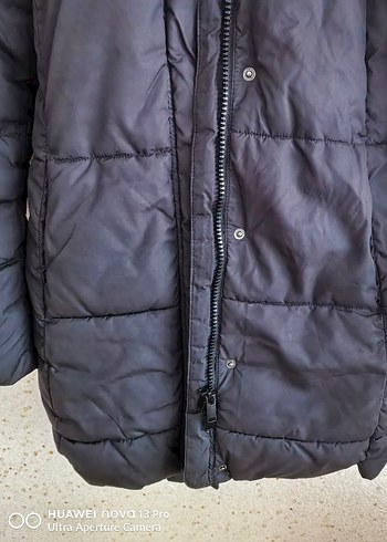 Siyah Kadın Midi Kaban, fermuarlı, Sıcak Kumaş. Az kullanıldı. - Görsel 2