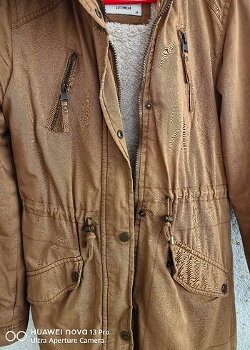 Kı çocuk kahverengi Kürklü  Midi Ceket - Görsel 3