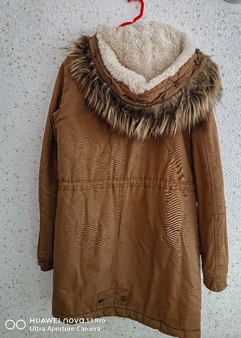 Kı çocuk kahverengi Kürklü  Midi Ceket - Görsel 4