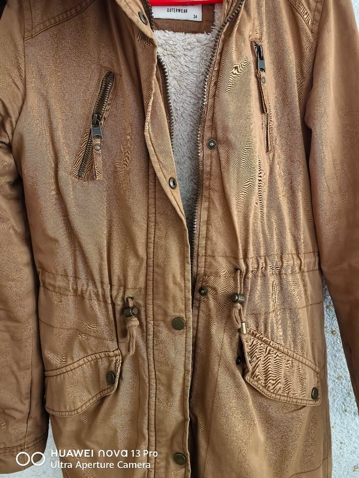 Kı çocuk kahverengi Kürklü  Midi Ceket - Görsel 3