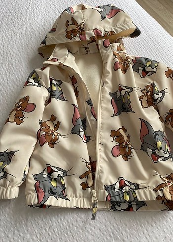 Fermuarlı Baskılı Kedi Kıyafeti Bej - Görsel 2