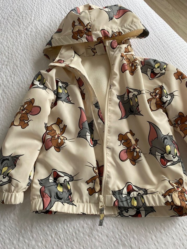 Fermuarlı Baskılı Kedi Kıyafeti Bej - Görsel 2