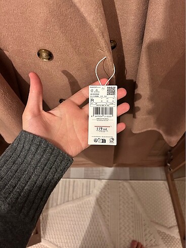 m Beden camel Renk El yapımı oversize yün palto