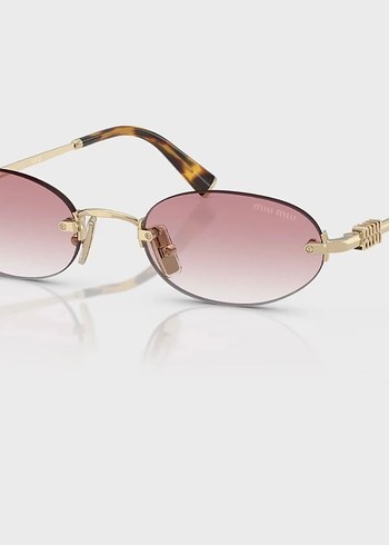 Miu Miu Oval Altin Cerceveli Pembe Gunes Gozlugu