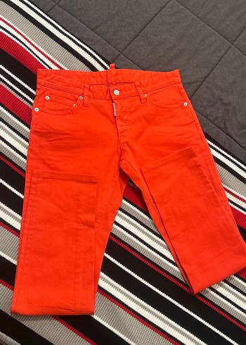 DSquared2 Erkek Kirmizi Dugmeli Slim Denim Pantolon Dsquared2