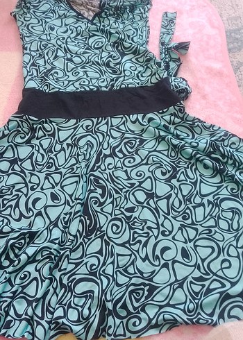 V Yaka Turkuaz Desenli Hamile Elbisesi - Görsel 2