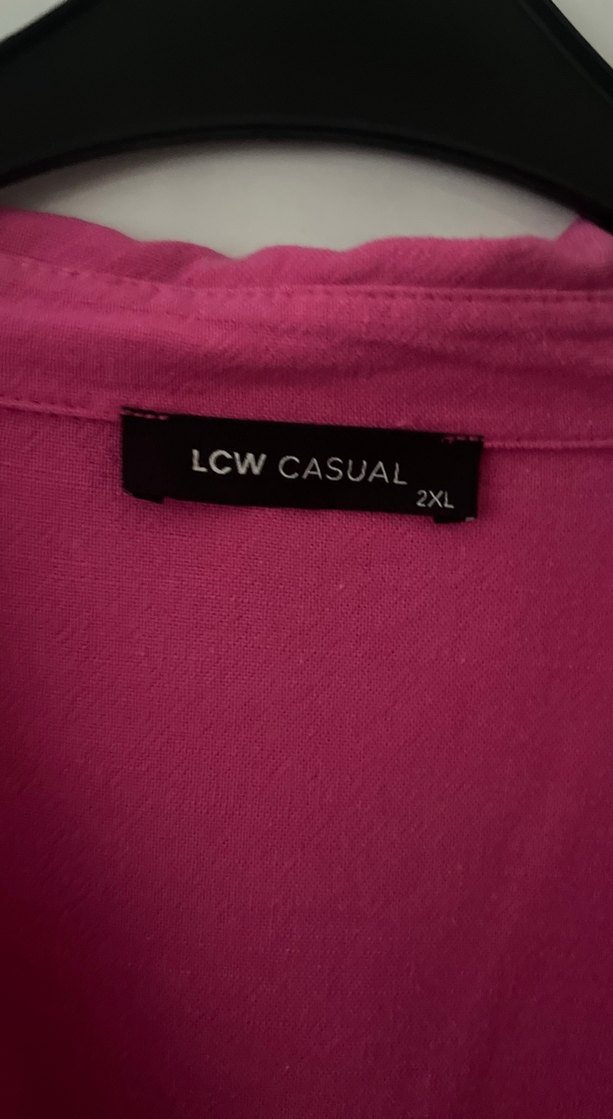 Düğmeli Pembe Kadın Keten Gömlek - Görsel 2