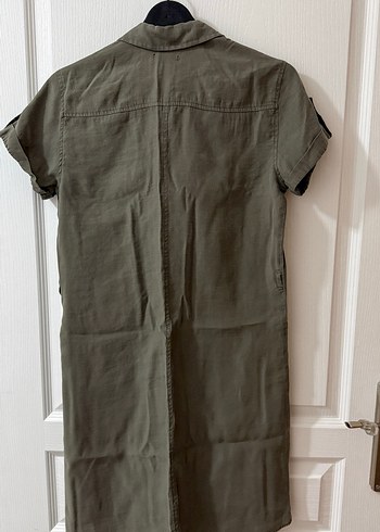 Kadın Haki Keten elbise - Görsel 3