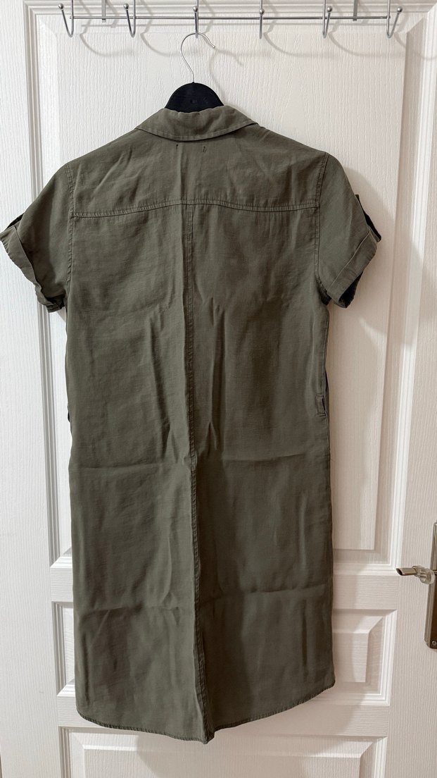 Kadın Haki Keten elbise - Görsel 3