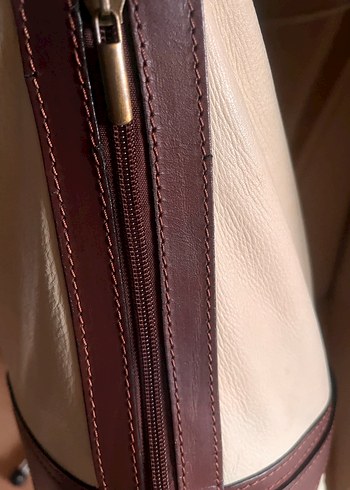 Minimalist Bej Gerçek Deri Kadın Çanta - Görsel 6