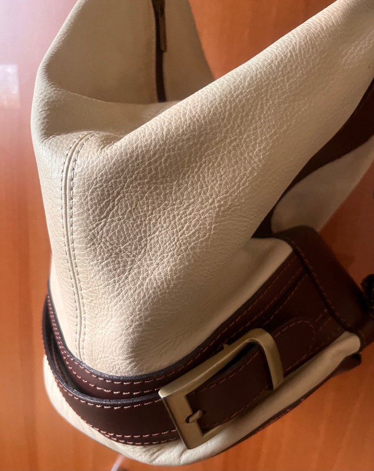 Minimalist Bej Gerçek Deri Kadın Çanta - Görsel 3