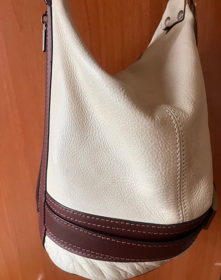 Minimalist Bej Gerçek Deri Kadın Çanta - Görsel 2