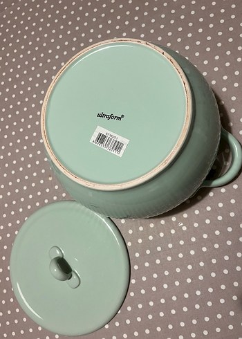 Pastel Yeşil Kapaklı Seramik Fırın Tenceresi - Görsel 4