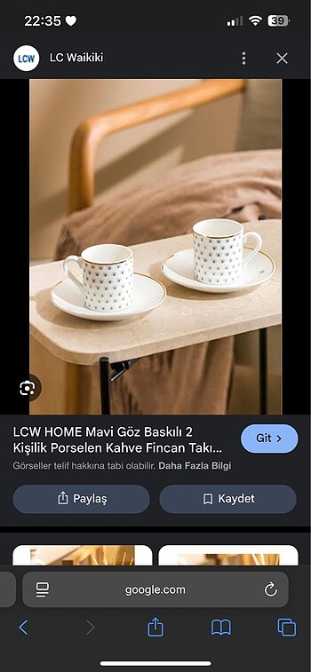 İki kişilik fincan takımı