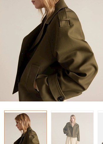 Bej Düğmeli Kadın Midi Trençkot - Görsel 3