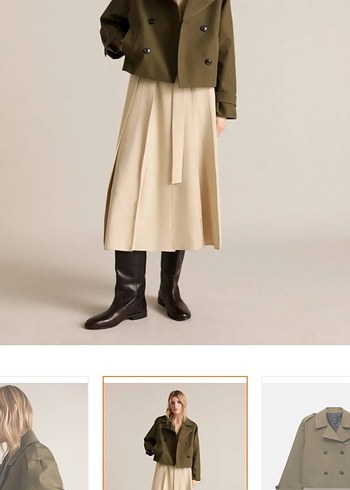 Bej Düğmeli Kadın Midi Trençkot - Görsel 2