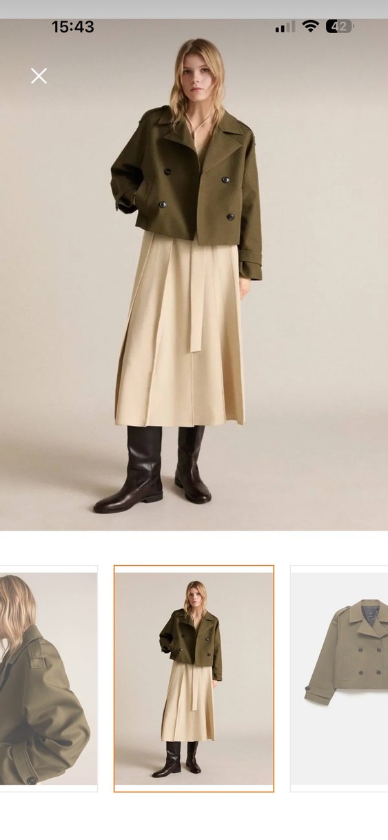 Bej Düğmeli Kadın Midi Trençkot - Görsel 2