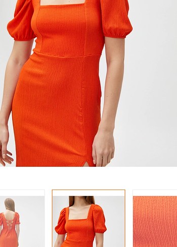 Turuncu Midi Strappy Elbise - Görsel 2