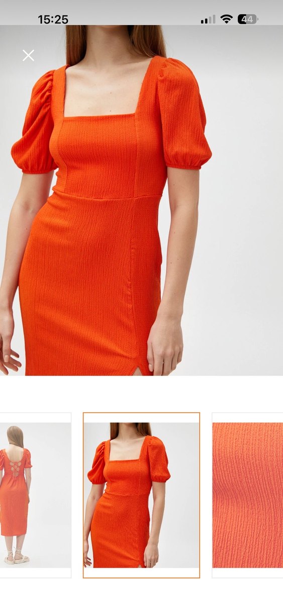 Turuncu Midi Strappy Elbise - Görsel 2