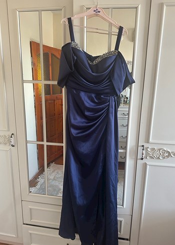 Uzun Lacivert Straplez Abiye Elbise - Görsel 3