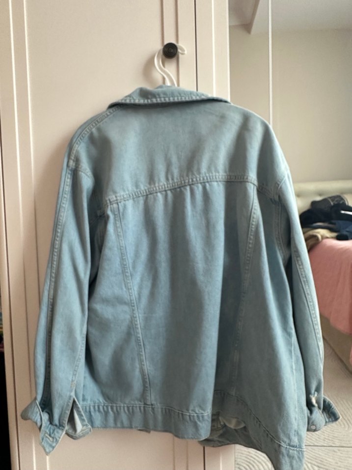 Mavi Düğmeli Oversize Denim Ceket - Görsel 5