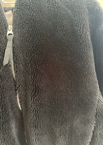 Siyah Kadın Midi Boy Kürk Detaylı Mont - Görsel 2