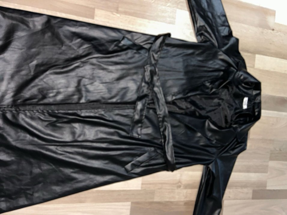 Siyah Deri Kadın Midi Kaban - Görsel 3