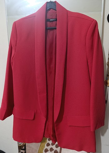 Diğer Klasik Kırmızı Midi Blazer