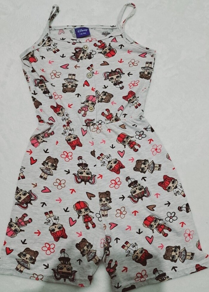 KIZ ÇOCUK ASKILI ŞORT TULUM - Görsel 2