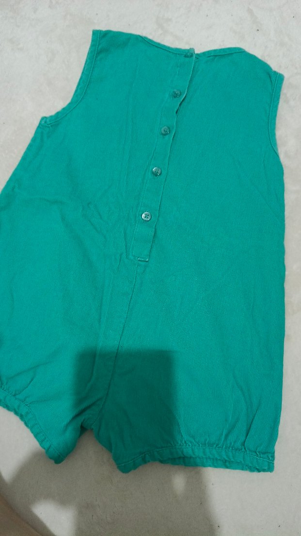 Turkuaz Nakışlı Kız Kolsuz Tulum - Görsel 4