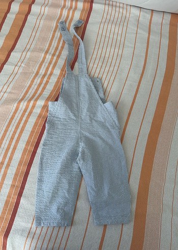 9-12 Ay Beden Gri Erkek Çocuk Keten Askılı Tulum