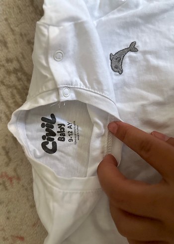 Beyaz Gri Balina Detaylı Çocuk Tişörtü - Görsel 2