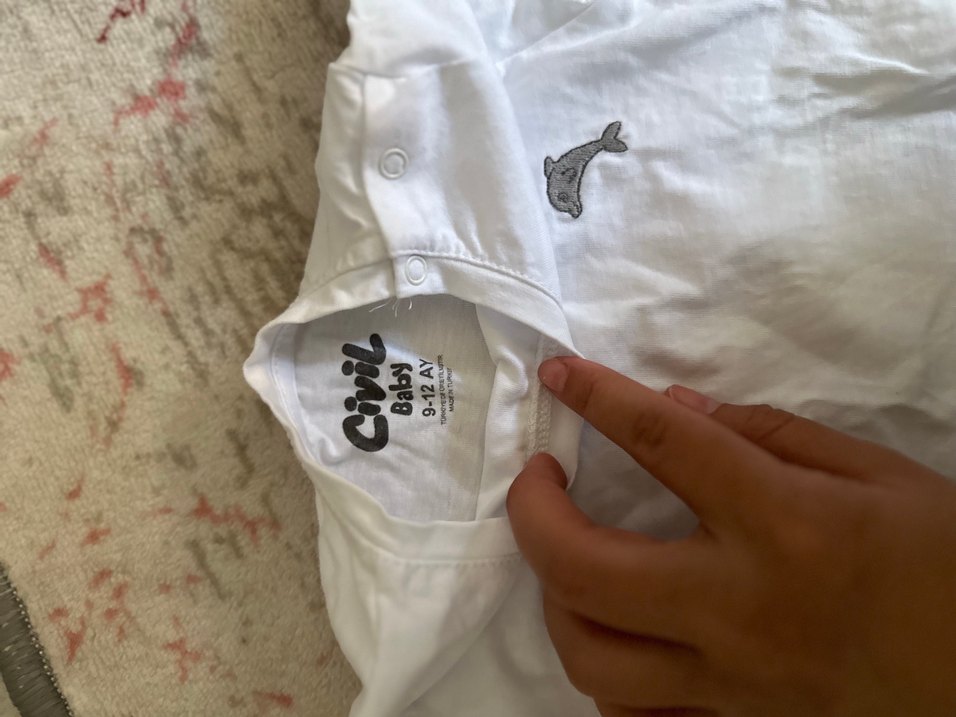 Beyaz Gri Balina Detaylı Çocuk Tişörtü - Görsel 2